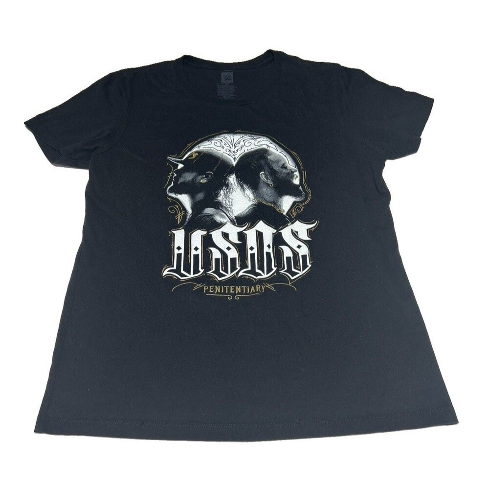 WWE Authentic The Usos Penitentiary Graphic Black T-Shirt Men's Size XXL Tee - Picture 2 of 6